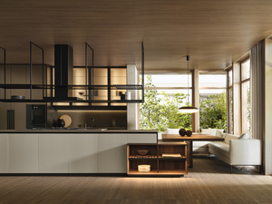 Meuble de cuisine moderne style dalle, gain de place, design minimaliste, porte en MDF, taille et couleur personnalisables pour appartement contemporain - Product Image 1