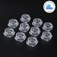 Pots en plastique PS 5g pour crème, avec couvercle à vis, faible MOQ, couleur personnalisée, impression sérigraphique, forme ronde/carrée