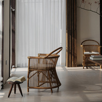 Chaise de salle à manger française en bambou Antique