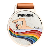 Nouvelle conception de médailles de natation personnalisées en gros, médailles de récompense sportives en alliage métallique pour les courses de natation, médailles de natation pour ruban