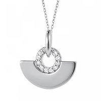 S925 collier de bijoux en argent pur plaqué or 14k18k Zircon géométrique en forme d'éventail Design à la mode collier femme pendentif