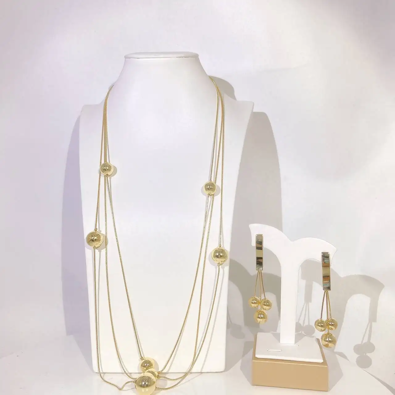 Long chain simple gold plated dubai Italy Brasil hot sale new arrivals Latest fashion long chain wedding party gift Jewelry Set