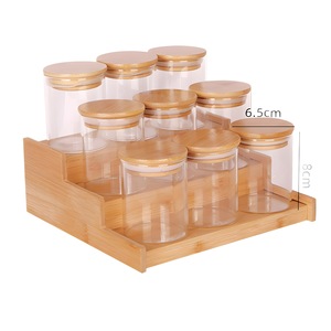 Yolowe nhà 270mlspice lọ với nhãn thử nghiệm thiết lập, lọ thủy tinh gia vị với nắp tre bổ sung thiết lập, gia vị <span class=keywords><strong>container</strong></span> thử nghiệm thiết lập - Product Image 1