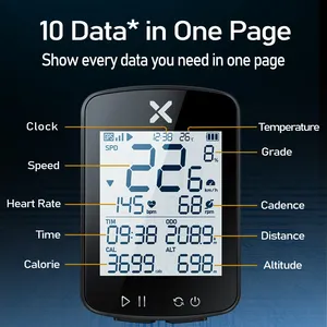 XOSS G2+ เครื่องวัดความเร็วจักรยานไร้สาย GPS กันน้ำ ANT+ พร้อมเซ็นเซอร์วัดรอบขา คอมพิวเตอร์จักรยานดิจิตอลสำหรับการปั่นจักรยานเสือภูเขา - Product Image 4