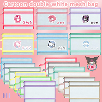 Sac de rangement grande capacité pour étudiants, classeur A4, pochette simple et mignonne en maille à motif de dessin animé, sac à documents imprimable, sac à main en organza