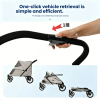 Poussette pour grand chien, capacité 60 kg, cadre en acier carbone robuste, pliable en un clic, chariot pour animaux de compagnie pour plusieurs animaux avec rampe d'accès, pour l'extérieur