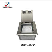 Stopkontak Lantai Standar EU Terintegrasi Safewire Aluminium Alloy 1 Lubang IP22 dengan Tutup Lipat 10A-16A 5V