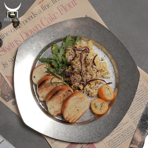 Vaisselle de pâtes steak <span class=keywords><strong>dessert</strong></span> coréen, assiette à gâteau et à <span class=keywords><strong>dessert</strong></span> style industriel et rétro occidental, plat en acier inoxydable, <span class=keywords><strong>service</strong></span> de vaisselle 1 pièce - Product Image 2