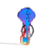 Porte-clés personnalisé VOGRACE en acrylique transparent, motif dessin animé, breloques en époxy transparent avec impression feuille d'or, porte-clés estampé à chaud