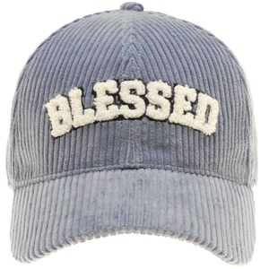 Casquette de baseball 5 panneaux pour homme, 100 % coton, velours côtelé, broderie 3D en chenille, motif à pois, boucle métallique réglable - Product Image 1