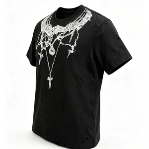 T-shirt Casual da Uomo Personalizzata a Maniche Corte, 100% Cotone, Vestibilità Ampia e Spessa, Asciugatura Rapida, Logo Stampato per Palestra e Hip Hop - Product Image 1