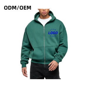 Thêu In Logo Thương Hiệu Tùy Chỉnh Đồng Bằng Dịch Vụ Heavyweight Đầy Đủ Dây Kéo up Cắt Unisex Hoodies Áo Khoác Cho Nam Giới - Product Image 1