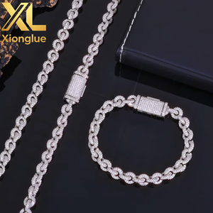Manufacture Custom Moissanite Fine Luxury Copper Bracelets 8mm Chain Link Fine Jewelry Women <b>Men</b> Hop Bracelets - Product Image 4