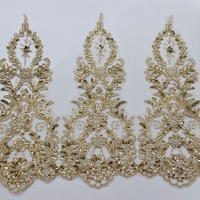 Décoration de ourlet de jupe de costume pour enfants, broderie florale, paillettes dorées, dentelle, largeur 36 cm