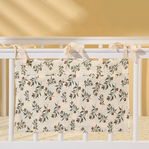 100% Cotton Muslin Foam <strong>Floral</strong> <strong>Crib</strong> Two Pockets Hanging Storage Bag Toddler Baby Diaper Teether Toys Bed Organizer Infant - Product Image 6