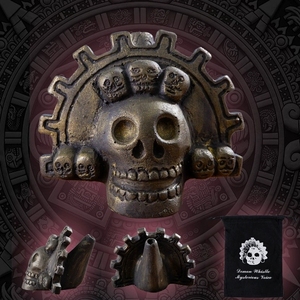 Silbato de la Muerte con Calendario Azteca Vintage, Escultura Multicalavera, Ruido de Grito Fantasmal, para Regalo de Halloween, Juguete Novedoso para el Hogar - Product Image 3