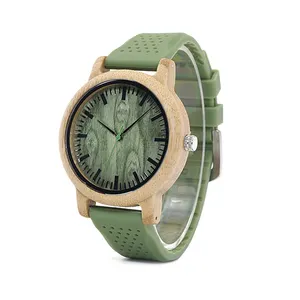 Minimalist low moq Dropshipping Handmade custom logo oem Quartz Watches with Green Silicone Strap
