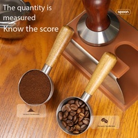 Cuillère doseuse à café en acier inoxydable Dingyue avec manche en bois, cuillère de dosage précise pour poudre de café, accessoire pour barista