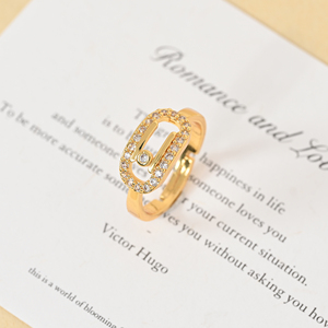 Bague ouverte vintage plaquée or 18 carats pour femme, avec <span class=keywords><strong>pierre</strong></span> géométrique en zircon cubique, ajustable, bijoux minimalistes tendance, anneaux - Product Image 6