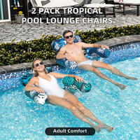 Lot de 2 chaises gonflables tropicales pour adultes, en PVC durable et housse en tissu doux, capacité maximale de 150 kg, pour la plage et le lac en été