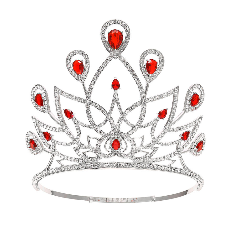 Lotus Shaped Rhinestone Pageant Crown Silver Alloy Adjustable Headpiece ...
