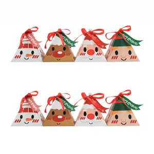 Groothandel Nieuwe Ontwerp Kerst Cookie Gift Driehoek Doos Snoep Event Party Carton Santa Grote Gezicht Candy Doos