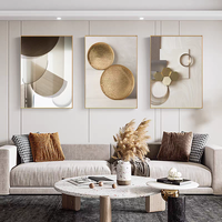 Peinture murale géométrique minimaliste nordique en porcelaine cristalline avec cadre pour projets hôteliers et décoration intérieure - Vente en gros