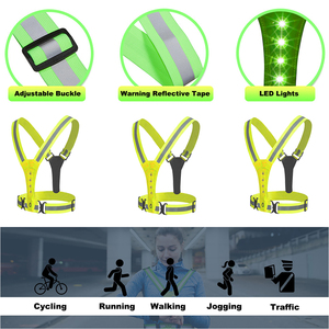 Crianças ajustáveis Reflective Running Bike Glow Peito Vest Belt Oi Vis USB Recarregável Reflect Segurança LED Ciclismo Segurança Vest - Product Image 2