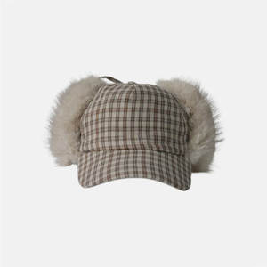 Chapeau d'hiver en acrylique rayé et peluche, rembourré, chaud, protection des oreilles, chapeau de pilote pour adultes unisexe - Product Image 6