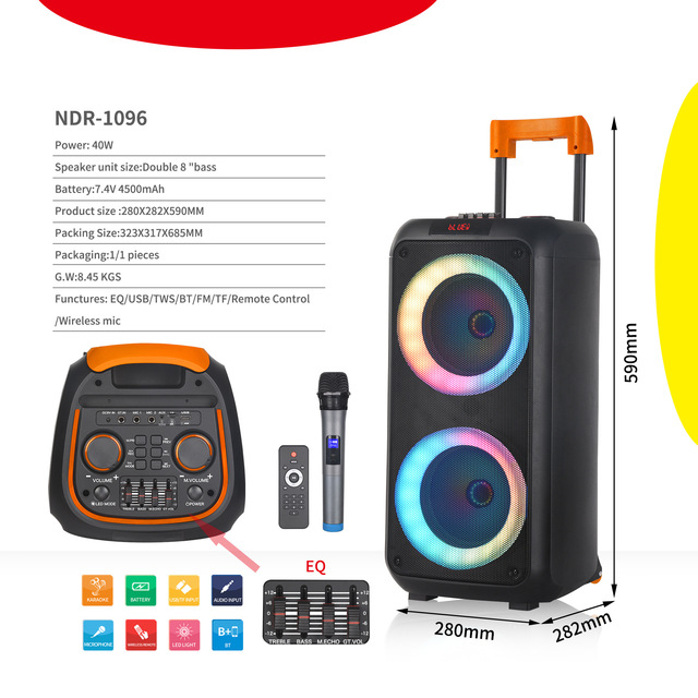 Super Bass Portable Wireless Speakers Blue Tooth Deep Bass Party Trolley Speakers Partybox Boombox
