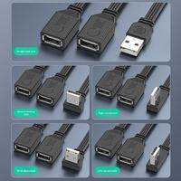 2026 Neuestes USB-Eins-zu-Zwei-Verlängerungskabel mit Auf-/Ab-/Links-/Rechts-Biegungen, unterstützt Datenübertragung und 65W schnelles Laden, USB 2.0