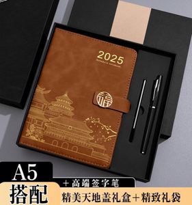 Logo personnalisé 2025 planificateur d'affaires de luxe couverture rigide A3 en cuir PU carnet de notes journaux couture reliure coffret cadeau - Product Image 2