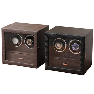 กล่องเก็บนาฬิกาอัตโนมัติอเนกประสงค์ 2 ช่อง สำหรับนาฬิกาและเครื่องประดับ ทำจากหนัง PU สีดำน้ำตาลคุณภาพพรีเมียม ขายส่ง - Product Image 3