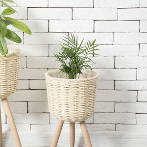 Woven Paper Rope <b>Flower</b> Pot Circular Floor Standing Minimalist Design Indoor Home Decor Plant <b>Basket</b> - Product Image 1