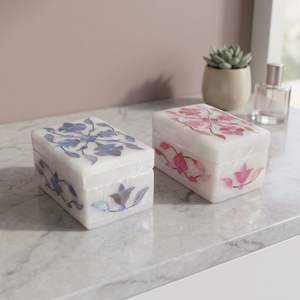 Wholesale Stonecrafts International - Caja de Joyería Rectangular de Mármol MOP024 con Diseño Floral, Hecha a Mano, para Anillos, Tamaño Personalizado - Product Image 2