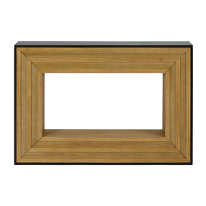 Modern Contrast Console <b>Table</b> with Layered Wood Frame and Black Top <b>Adjustable</b> Height for Living Room Apartment Use - Product Image 2