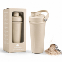 Bouteille shaker en acier inoxydable 304 de 24 oz, gobelet mélangeur de protéines sans BPA avec boule de mélange, couvercle anti-fuite