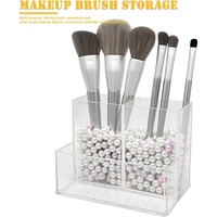 Acrylique clair 3 fentes maquillage brosse organisateur multi-usages cosmétique stockage crayon porte-stylo bureau vanité présentoir accessoire