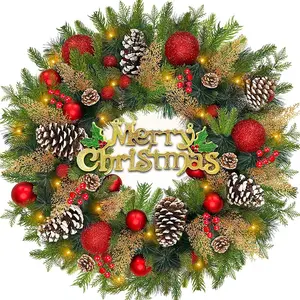 Wreath Christma Wreath Factory Wholesale Greenery Hanging Garland Wedding Decorations Plastic Plants Wreath For Christmas Door Decoration