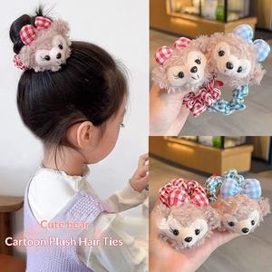 Lindo lazo para el pelo de Shirley May, accesorio doble de felpa con diseño de oso de dibujos animados para niñas, ideal para coletas. - Product Image 2