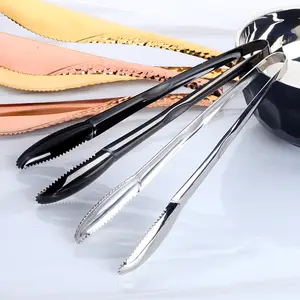 High Quality BBQ Stainless Steel Food Tongs Non-stick Grilling Clip Tongs