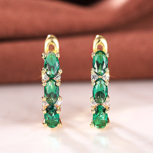 Orecchini a polsino ovali verdi da donna, stile elegante, accessori per l'orecchio da indossare tutti i giorni - Product Image 4