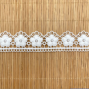 Прямые продажи с фабрики, Водорастворимая кружевная ткань в швейцарском стиле с одним боковым штрих-кодом, простое цветочное кружево для свадебных платьев, полое - Product Image 5