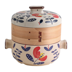 Casserole en céramique <span class=keywords><strong>de</strong></span> style japonais avec grille <span class=keywords><strong>de</strong></span> <span class=keywords><strong>cuisson</strong></span> vapeur, marmite multi-couches et faitout pour usage hôtelier et domestique - Product Image 1