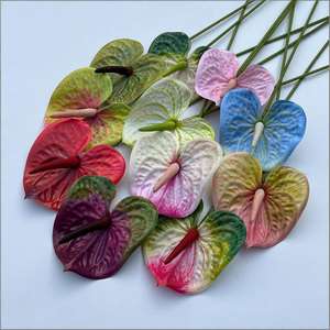 Planta Artificial em Forma de Coração, Anthurium Verde e Vermelho, Flores Impressas em 3D com Toque Real para o Dia das Mães, Páscoa, Casamento em Casa - Product Image 1