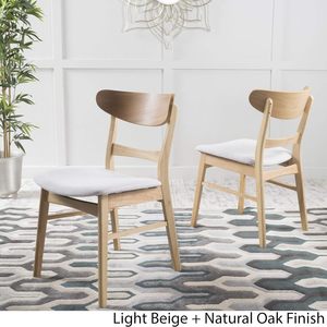 क्रिश्चियन स्टॉपर नाइट हाउस आधुनिक डिजाइन 2-पीसी ने ठोस लकड़ी इदलिया भोजन कुर्सियां हल्के बेज/ओक फिनिश एमडीएफ पैनल में - Product Image 4