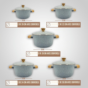 Ensemble de casseroles en aluminium de haute qualité, revêtement en céramique marbrée moderne, 10 pièces, compatible induction - Product Image 2