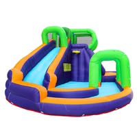 Château gonflable familial pour enfants, avec toboggan, pour jardin extérieur, en tissu Oxford, facile à monter, 3 places