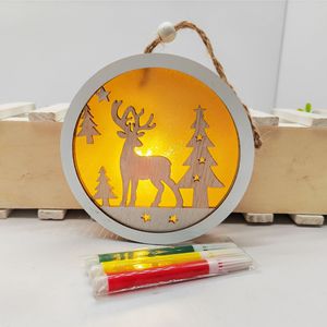 Ornement de Noël rond en bois à suspendre, motif renne découpé au laser, décoration en MDF pour la maison, cadeau de fêtes PB0365 - Product Image 3