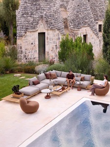 Modern Luxury Teak Frame PE <b>Rattan</b> Waterproof <b>Outdoor</b> Furniture Set Beach Poolside Garden Park Patio-Hotel Use - Product Image 2